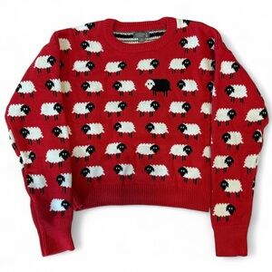 Red Sheep Pattern Sweater (Princess Diana look-alike)